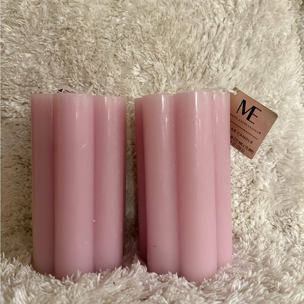 ME Modern expressions, unscented Pink pillar Candles NWT